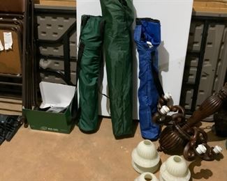 Camp chairs, light fixture