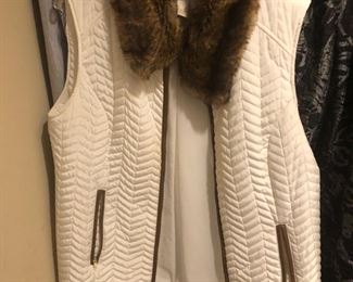 Chicos white fur trimmed vest