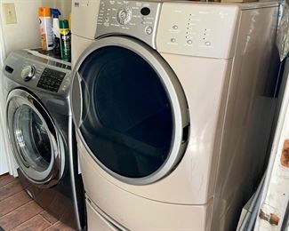 Front-load washer and dryer with drawer