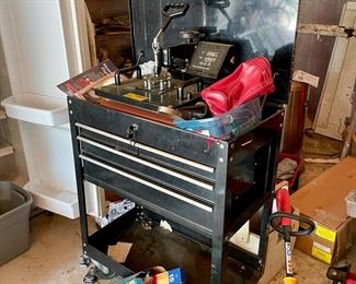 Wheeled 4-drawer service cart.