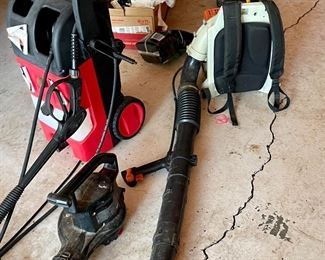 Power washer, leaf blower, hydraulic jack