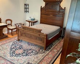 Antique Walnut wash bed that matches the wash stand and chest of drawers.