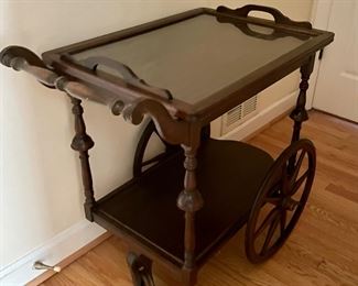 Antique 3-wheeled serving cart.