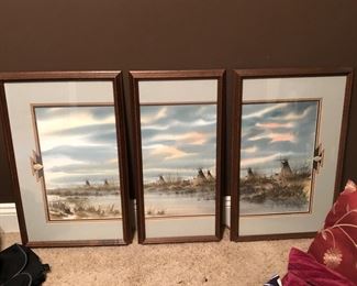 Native American triptych with arrowhead matte