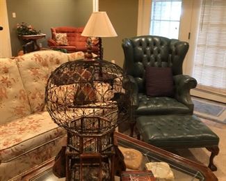 Fabulous birdcage and chesterfield chair with ottoman