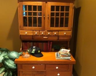 Fabulous antique opossum belly bakers cabinet