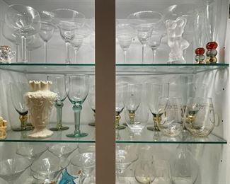 Belleek vase and cocktail glasses