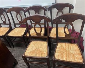set of 6 rush seat side chairs