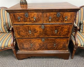 Antique Burl veneer chest of drawers