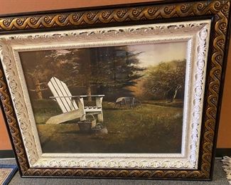 H.R. Lovell "Pine Grove" framed watercolor