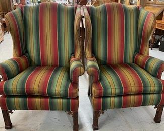 Pr Wingback Chippendale Chairs