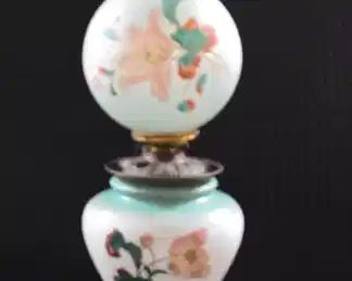 GWTW Style Lamp w/ Pink & Green 