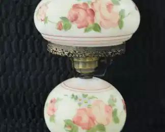 GWTW Style Lamp w/Pink Roses w/Fluted Shade