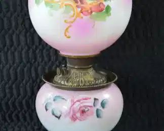 GWTW Style Lamp w/Pink Rose