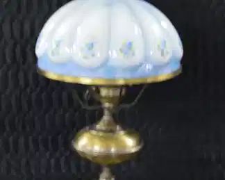 Brass Table Lamp w/Blue Shade