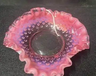 Fenton Cranberry Hobnail Bowl