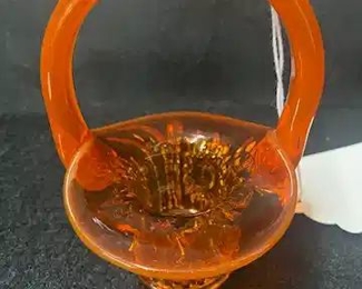 Fenton Miniature Hobstar Basket Amberina 