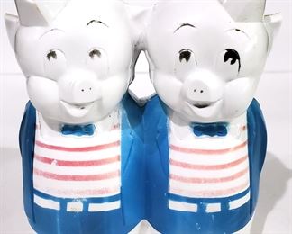 DOUBLE SLOT PIGGY BANK TWIN PIGS PLASTIC
