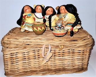 FRIENDS OF THE FEATHER 5TH ANNIVERSARY NATIVE AMERICAN FIGURINE WITH BASKET BEST OF FRIENDS