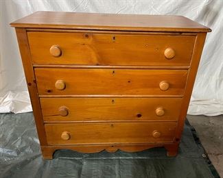 Antique, New England, Pine Chest of Drawers 33"H X 38"W X 16"D
