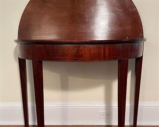 Antique English Demi-Lune, Gate Leg, Mahogany Table, 28" H X 36" W
