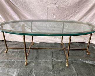 Vintage LaBarge Brass and Glass (original 1 " thick) Coffee Table, 52" L X  26"  W X 17" H 
