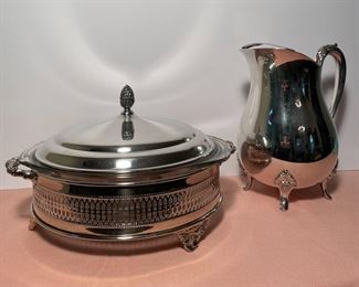 Silver Plate Casserole Dish and Jug