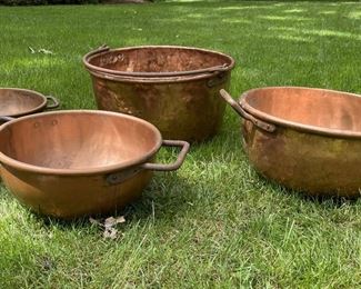Antique Copper Candy Kettle, Cauldron Iron Handles, Assorted Sizes

