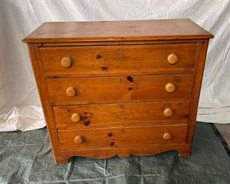 Antique, New England, Pine Chest of Drawers 33"H X 38"W X 16"D
