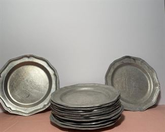 Vintage Wilton Armetale Pewter (Lead Free) Queen Anne Salad/Dessert Plates 9", Set of 14 

