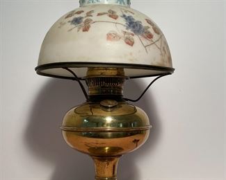 Vintage Rayo Brass Oil Lamp Electrified with Original Shade
