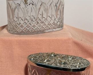 Pair of Crystal, Silver Plate Boxes
