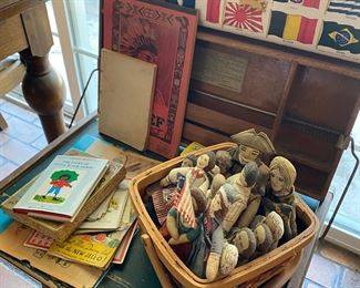 Antique Portable Teachers Desk used for homeschooling, Big Red Chief Tablet which has never been used