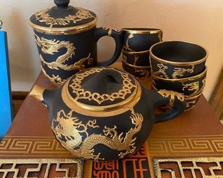 Chinese Tea Set, Black Jasperware 