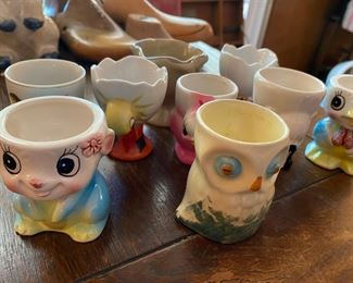 Collection of Egg Cups, egg baskets, egg cartons, etc.