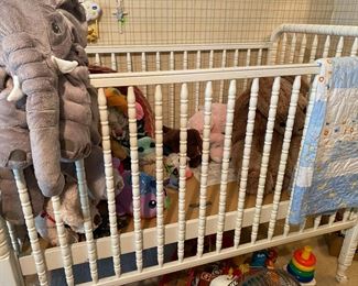 Jenny Lind Crib and Large assortment of stuffed animals