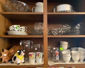 Assortment of Crystal, Glassware, Cups and Saucers, and Decoratives