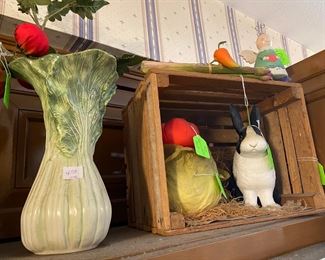 Cute Veggie Decoratives, Mr. Rabbit and a wooden box