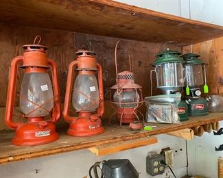 Vintage Coleman Lanterns and one from Pennsylvania Railroad, PRR
