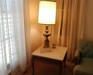 FRENCH PROVINCIAL SIDE TABLES AND LAMPS