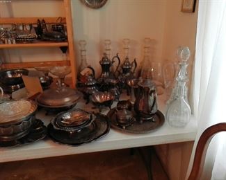 SILVERPLATE, STERLING AND DECANTERS