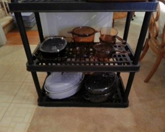 VINTAGE CORNING VISIONS AND ENAMEL COOKPOTS