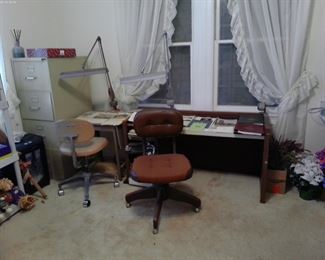 MID CENTURY DESKS AND CHAIRS