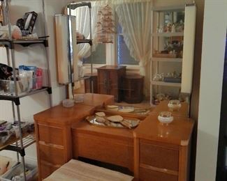 MID CENTURY DRESSING TABLE AND STOOL