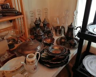 SILVERPLATE AND DECANTERS