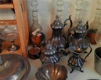 DECANTERS AND SILVERPLATE