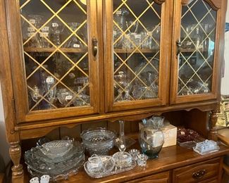 Antique crystal (no uranium glass & cabinet not for sale)