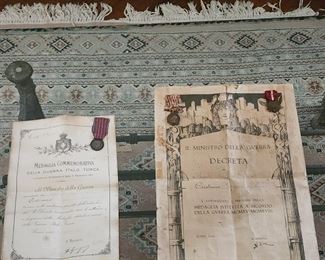 ANTIQUE DECREE AND COMMEMORATIVE MEDAL DEDICATION