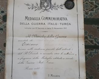 ANTIQUE DECREE AND COMMEMORATIVE MEDAL DEDICATION