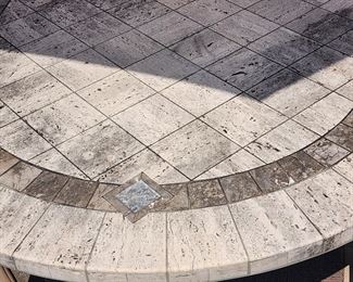 OUTDOOR PATIO SET WITH UMBRELLA AND SEATS BY SUNBRELLA